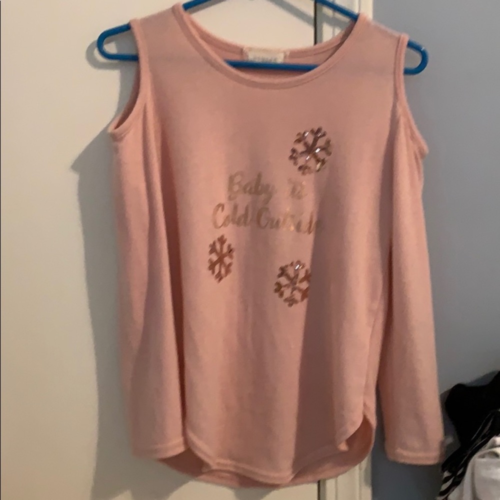 Pink long sleeve off the shoulder top